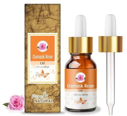 Organic Zing Damask Rose (Rosa × damascena) Oil | Pure & Natural Essential Oil for Skincare, Hair Care, Aroma and Diffusers- 30ml/1.01fl oz