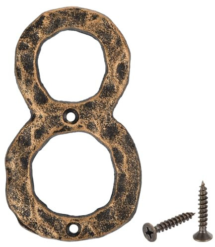 sourcing map House Address Number, 5.5 Inch Cast Iron Vintage Wall Number 8 Outside Numbers for Home Street Office Mailbox Sign, Black & Gold
