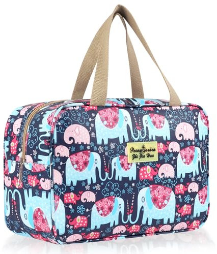 Aucuu Trousse de Toilette Femme, Grande Trousse de Maquillage avec Poignée, Sac à Cosmétiques étanche Portable pour Camping et Voyages, Sac de Maquillage Floral pour Femmes et Filles