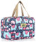 Aucuu Trousse de Toilette Femme, Grande Trousse de Maquillage avec Poignée, Sac à Cosmétiques étanche Portable pour Camping et Voyages, Sac de Maquillage Floral pour Femmes et Filles