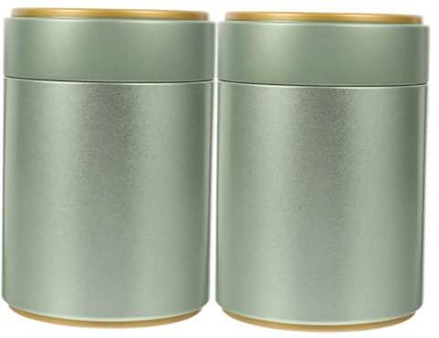 OUNONA Teedosen FüR Losen Tee 2 StüCk Luftdichte Blechdosen Zur Tee Aufbewahrung Mit Deckel Metall TeebehäLter FüR KüChe Und Zuhause GrüN 12X8.5X8.5Cm