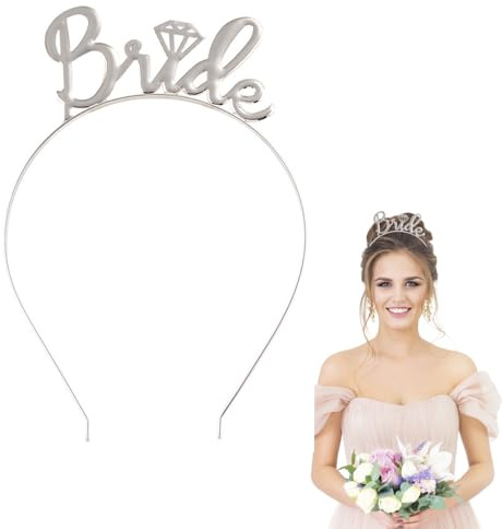 LunarCharm JGA Haarreif Frauen Rosegold Metall Braut Haarreif Bride Haarschmuck Braut Accessoires für Bachelorette Party Hen Party Junggesellinnenabschied Frauen, Silber
