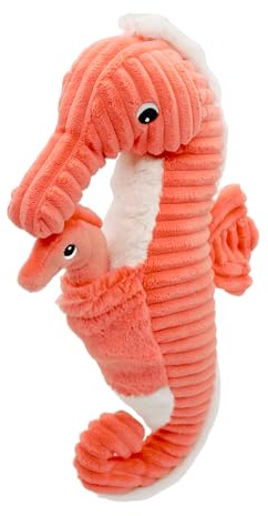 LES DÉGLINGOS Ptipotos by PAPADOU The Hippo Mama/Bebe Plüschtier, ultraweich, Geschenk zur Geburt, Geburtstag, Weihnachten, 36 cm, Koralle
