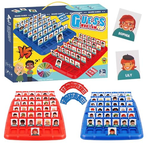 KBIBCK Wer Ist Es Spiel, Wer Ist Es Lustiges Ratespiel Brettspiel, Family Erraten Spiele, WerBin ich Spiel, Guess Who Whats Their Name, Guess What Spiels, Brettspiel für Familien und Partyspaß (Groß)