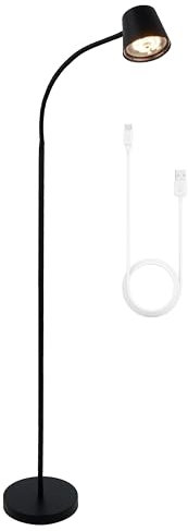 Trango LED Stehleuchte 1502A Schwarz matt – Kabellos & wiederaufladbar – 6W 2700K warmweiß – Stufenlos dimmbar per Touch – IP44 – Akku Standlampe für Innen & Außen – Höhe 125 cm – USB-C Ladekabel