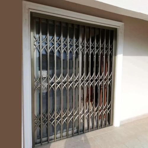 Rejas para Ventanas Exteriores Barandilla para Puerta Corredera Exterior/ Barandillas de Seguridad para Ventanas, Reja de Metal Gris Plegable para Niños Y Mascotas, Barandilla para Ventanas de Sótanos