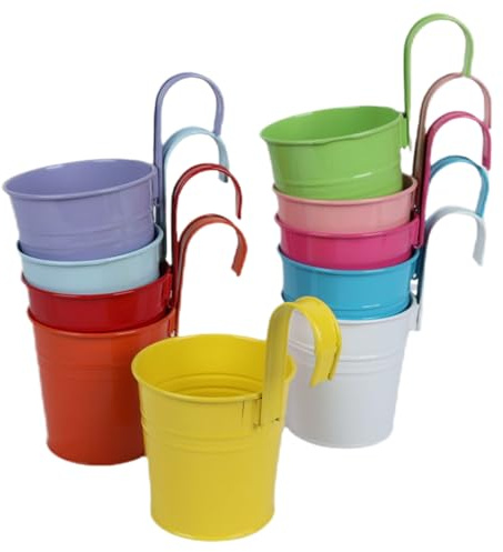 Befeixue Lot de 10 pots de fleurs en métal pour balustrade, terrasse, balcon, balustrade