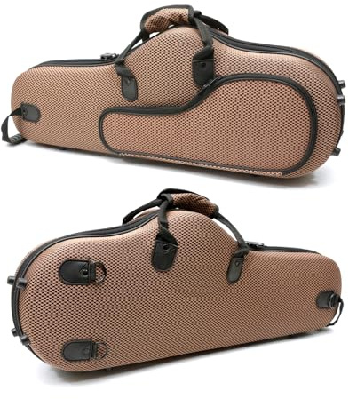 Conboxus Custodia professionale per sassofono contralto, in nylon con tracolla, leggera e resistente, per sassofono contralto, custodia per accessori (marrone)