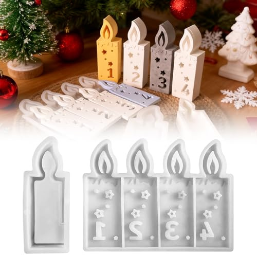 JKITNHJOT 2 Pcs Silikonform weihnachten, Gießformen Adventskranz 1-4, Silikonformen Kerzenhalter, Gießformen Silikon Gießform (C)