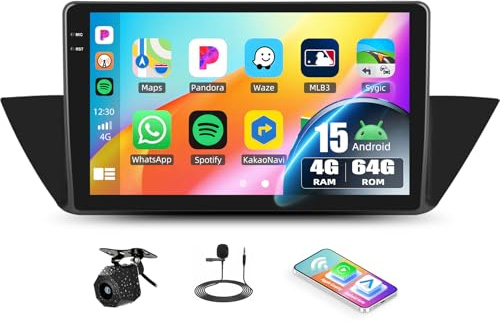 CAMECHO 4G+64G Android 15 Autoradio für BMW X1 E84(2009-2016) mit Navi Carplay Android Auto, 2 Din Carplay Radio mit 10 Incell Touchscreen mit Bluetooth5.0 GPS Navi RDS FM WiFi+Rückfahrkamera