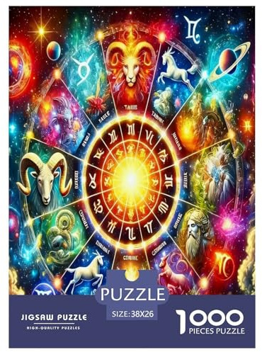 1000 Piece The Twelve Zodiac Signs Game Puzzle for Adults Gifts Educational Games Home Decoration Twelve Zodiac Signs Jigsaw Puzzle for Adults And Kids Age 12 And Up 38x26cm/1000pcs