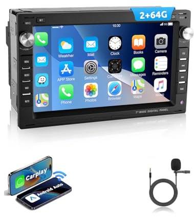 ESSGOO Android 15 2+64G Car Radio Wireless Carplay Android Auto for VW | Polo MK3/4 9N Golf 4 Passat B5 T5 Seat Skoda, 7 Inch Touchscreen with Bluetooth FM RDS GPS WiFi