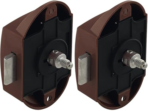 cyclingcolors Serrure espagnolette à poussoir grand modèle axe 25mm en plastique idéal bateaux caravanes vans Verrou Fermeture Sécurité Bouton Push-lock, marron foncé (Lot de 2)