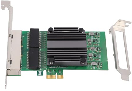 Denash Carte Réseau PCIe X1 4 Ports, Adaptateur Ethernet Gigabit avec Puce 82571, 4 Ports RJ45 pour PC et Serveurs Industriels