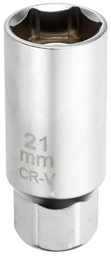 QUARKZMAN 1 Pièce Jeu De Douille Pour Bougie D'Allumage Entraînement 3/8 21mm Pivotant Magnétique 12 Points Paroi Fine Douille Pour Bougie CR-V Acier, Argenté