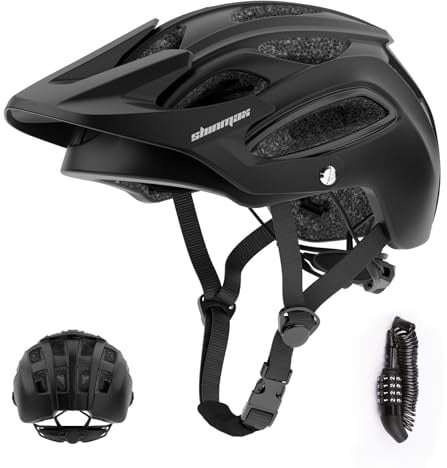Shinmax Fahrradhelm für Damen und Herren mit Visier, Schloss, MTB & Alltag | CE Zertifizierter Ultraleichter Radhelm für Erwachsene, Waschbares Fliegennetz für MTB, Alltag, Sport und Touren Rennradhelm