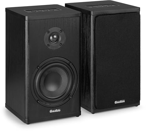 Audizio BS20 Wireless Active Bluetooth Bookshelf Speakers with Battery, 100W HiFi Stereo, True Wireless Pairing, AUX Input, Home Audio, Portable, Anthracite, Rechargeable, Bookshelf Speaker Systems