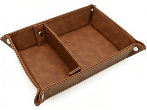 Hezhou Kunstleder Ablageschale Schale Ablage PU Leder Taschenleerer Schlüsselablage Organizer Ledertablett Valet Tray Für Schmuck Schlüssel Münzen Handy Schreibwaren Uhr Portemonnaie 28.5*21.4 cm (A)