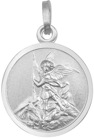 trendor Kinder-Anhänger Erzengel Michael 925 Silber Rhodiniert ⌀ 16 mm | zeitloser Silberschmuck für Kids,