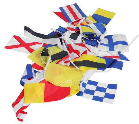 FUNOMOCYA 40pièces Drapeaux de Signalisation Nautique Résistants Tissu -uv Complet de Pavillons de Code International pour Décoration Marine Bateaux Fêtes