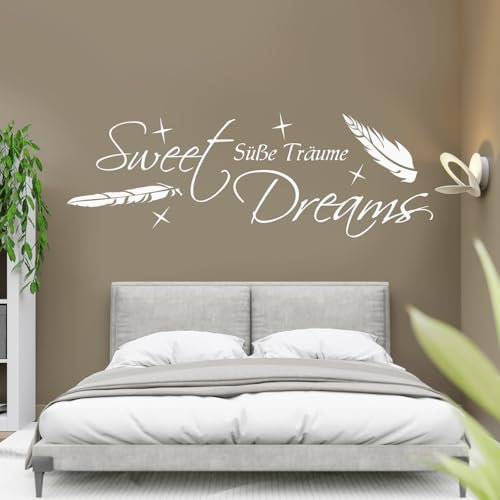 tjapalo Wandtattoo Schlafzimmer Wandtattoo Sweet Dreams Wandtatoo Spruch süße träume (B58 x H22 cm)