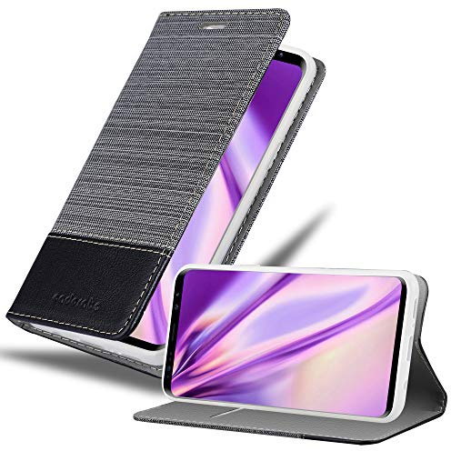 Cadorabo Hülle kompatibel mit Samsung Galaxy S9 aus Premium Jeans und Kunst Leder Flip Klappbare Stoßfeste Magnetische [Standfunktion] [Kartenfächern] Cover Hülle für Galaxy S9 Tasche in Grau