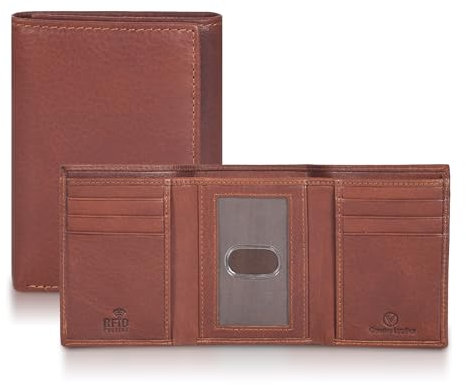 VALENCHI Ledergeldbörse für Herren, RFID-blockierend, 6 Kartenfächer, 2 Geldscheinfächer, 1 Ausweisfenster, minimalistisches Design, schlanke Brieftasche, Premium, modisches Accessoire, Geschenke für
