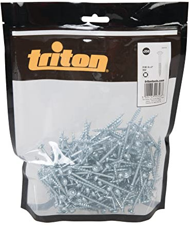 Triton 609720 Vis en acier pour perçages dissimulés, fausse rondelle, pas grossier 250 numéro, Silvère, 8 x 2
