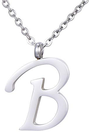 Morella Damen Halskette mit Buchstabe B Anhänger Edelstahl Silber in Schmuckbeutel