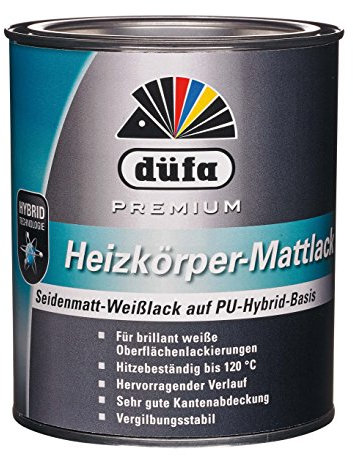 düfa Premium Heizkörper-Mattlack | seidenmatter Heizkörperlack in weiß | 750 ml Oberflächen- & Profi-Decklack