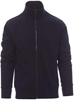 PAYPER Houston Felpa da Lavoro Uomo Misto Cotone Manica Lunga Chiusura Zip Intera Manica a Giro Polsini Vita in Costina Blu Navy (XL)