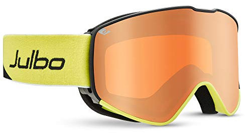 Julbo Skibrille, Skibrille, Schwarz/Gelber Rahmen - Orange Lens w/Silver Mirror, L