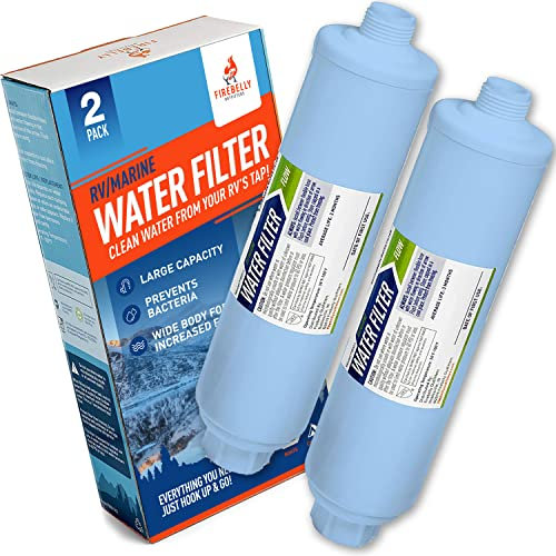 Firebelly Outfitters - RV/Marine Inline Carbon Wasserfilter – Frischwasserschlauch, verstellbares Ventil, Wohnmobil-Aufsatzzubehör, Reiseanhänger-Zubehör – 2 Stück