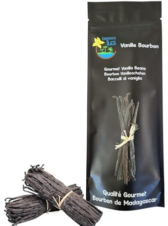 Gousse de Vanille Bourbon de Madagascar 10 gousses 16 cm environ fraîches extra non fendues poids 30g environ qualité gourmet. Emballage sous vide et sachet fraicheur. Récolte 2024