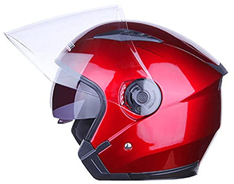 Demi-Casque Rétro Ouvert Moto Adulte Casque Moto Jet Vintage Casques Moto Bols Hommes Femmes Adulte Certification DOT/ECE Casque 3/4 Open Face Moto Casque De Protection,Rouge,L