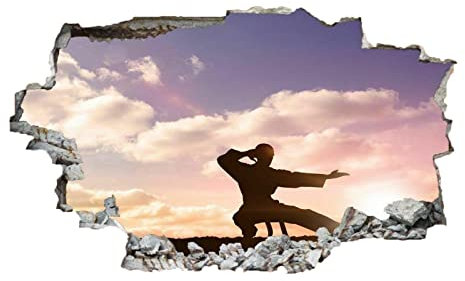 Wolken 3D Wandtattoo I Wandbild Landschaft Wandaufkleber I Wandsticker Durchbruch Kung-Fu Poster Fensterblick I Wand Deko Aufkleber für Wohnzimmer Schlafzimmer Küche Türaufkleber