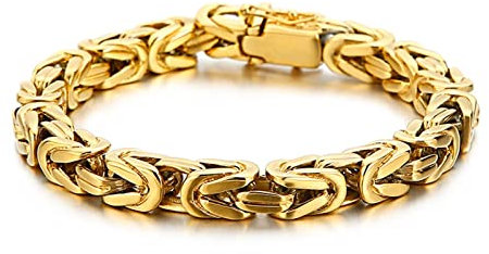 Bishilin Gold Armbänder 22CM, Armband Herren Edelstahl 8MM Breite Königsarmband Armband Charms Freundschaftsarmband für Männer Jugend