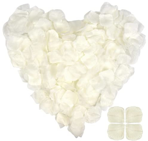 Disnace 1200Pcs Rosenblätter, Künstliche Rosenblüten Kunstblumen Seidenrosen Seidenblumen Konfetti für Hochzeit Dekoration, Party Romantische Valentinstag Heiratsantrag Datierung (Cream Weiß)
