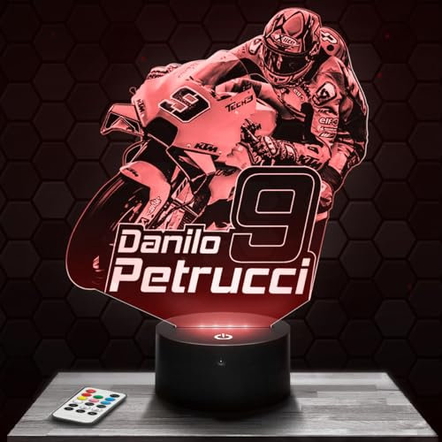Nachttischlampe - Touch-Nachtlicht GP moto D.Petrucci 3D-LED-Lampe Illusion, Geschenkidee Weihnachten Geburtstag Junge und Mädchen Nachttischlampe Kinder- oder Erwachsenenzimmer