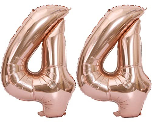 D2D | Party Balloon Zahl 44 XL in Rosé - Größe: 80 cm - Folienballons - Geburtstagdeko - Zahlenballons - Helium Ballons