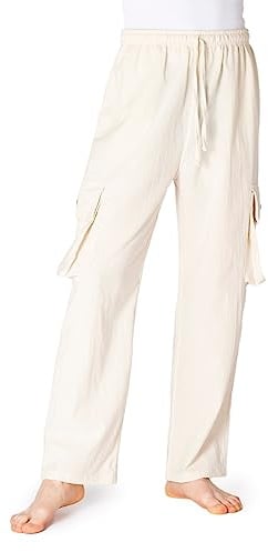 PANASIAM Cargohose für Damen & Herren - leichte Sommerhose - Relaxhose | Unisex Freizeithose Loose Fit, 100% Baumwolle, mit 4 Taschen, blickdichter Stoff, ideal für Outdooraktivitäten, Gr. M-XXL