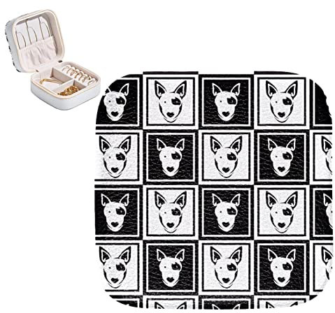 RODAILYCAY Tragbare Schmuck-Aufbewahrungsbox, schwarz-weiß, Hipster-Bullterrier-Hund, Mini-Schmuckkästchen für Ringe, Armreif, Halskette, Ohrringe