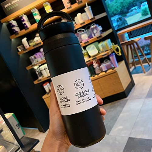 Thermos for Water 350ML 480ML Thermal Cup Stainless Steel Vacuum Flask Water Bottle Travel Mug,Black,350ml
