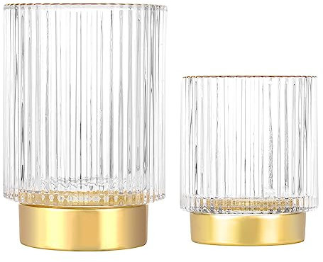 DASITON Make up Pinsel Organizer,Kosmetik Organizer Gold,Pinsel Organizer aus Glas,Pinselhalter Kosmetik,Makeup Brush Holder,Pinselhalter,Pinsel Aufbewahrung für Schlafzimmer,Badezimmer(Clear S+L)