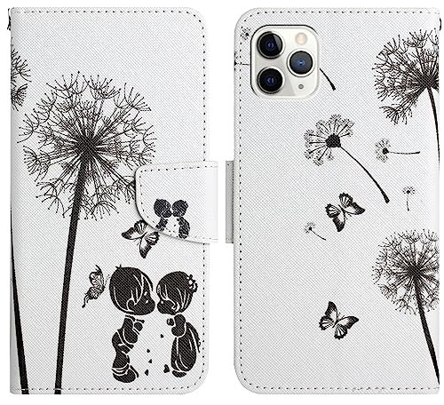 Verpotex Cover per iPhone 11 PRO Max, Custodia per iPhone 11 PRO Max (6,5 Pollici), Cover a Libro in Pelle, Custodia a Portafoglio [Slot per Schede] [Funzione di Supporto] [Magnete] (Dente di Leone)