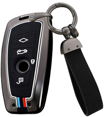 ontto Coque de Protection pour clé de Voiture BMW F20 F30 G20 F31 F34 F10 G30 F11 X3 F25 X4 I3 M3 M4 1er 3 Série 5 Coque de Protection en métal pour clé de Voiture Noir 4 Boutons