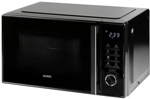 DOMO DO22501G Freistehend Mikrowelle mit Grill - 8 Automatikprogramme - Kindersicherung - Timer - Grillrost inklusive - LED-Bedienfeld - 25L - 1000 W - Schwarz
