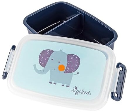 sigikid 25367 Brotzeitbox Elefant Lunchbox mit Trennwand, BPA-frei, sicher, leicht, empfohlen für Kinder ab 1 Jahr