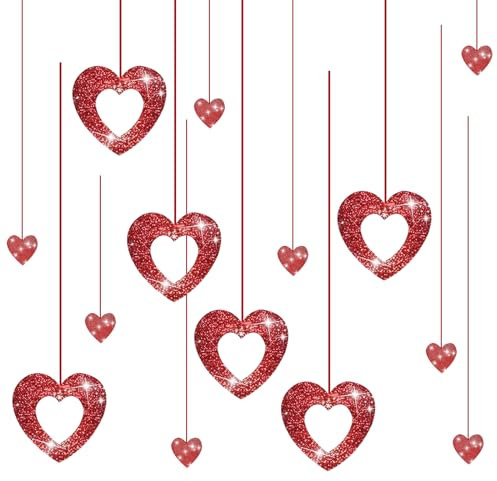 DHWEKU Deko für Valentinstag,Herz Girlanden,Herzen Banner, Party-Dekoration für Valentinstag, Hochzeit, Verlobung, Geburtstag, Jubiläumsfeier und Abschlussfeier