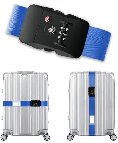 Veki Correas de Equipaje Ajustables, Correas para Maletas de Viaje, Equipaje Cinturón con TSA Cerradura de Combinación, Accesorios Viajes para Reconocer Fácil el Equipaje para 20-32 Pulgadas (Azul)